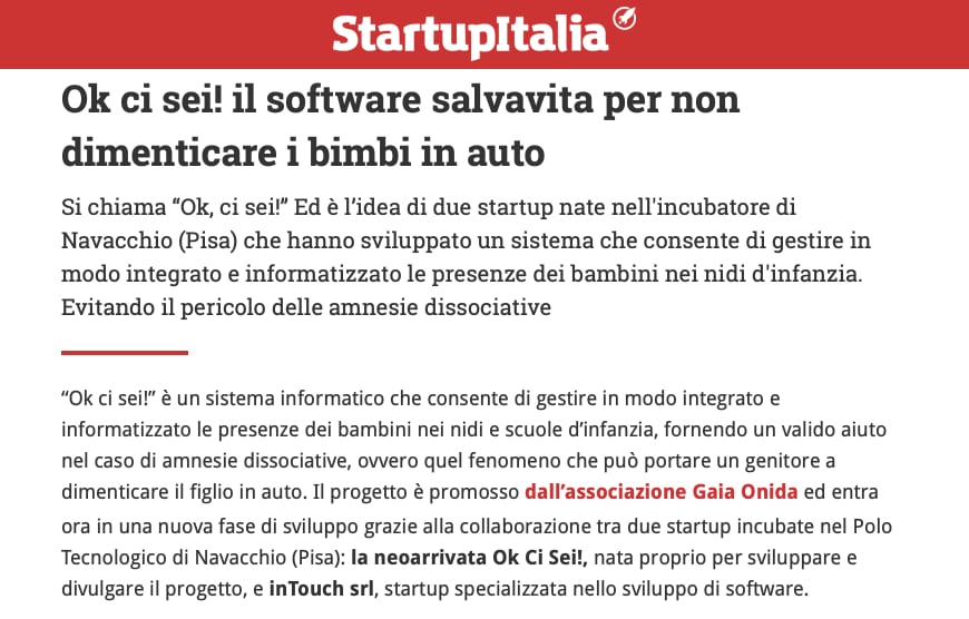 Articolo Startup Italia